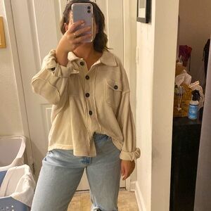 Cream colored shacket from M. Fredric
